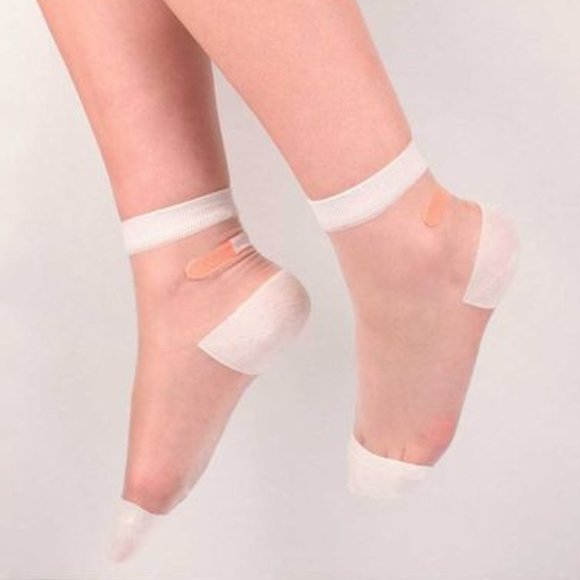 NWT Okie Dokie Sheer Socks with Bandage on Heel - Womens Trendy Mesh Socks - Picture 5 of 6